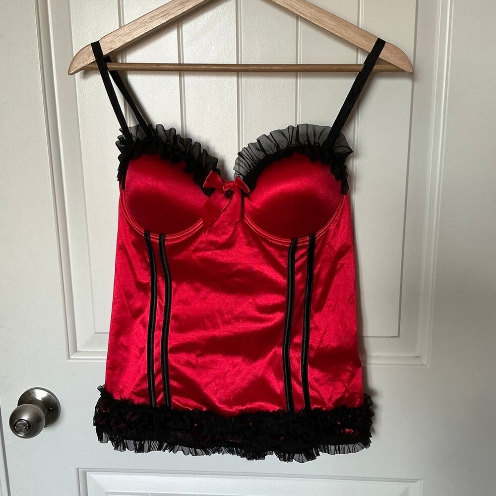 Y2K Playboy Exposed Bustier 36B Red/Black